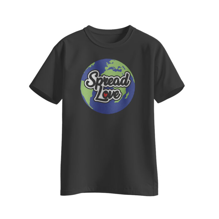 Spread Love World Logo Black T-Shirt - Image 1
