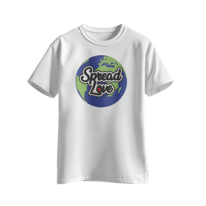 Spread Love World Logo White T-Shirt - Image 1